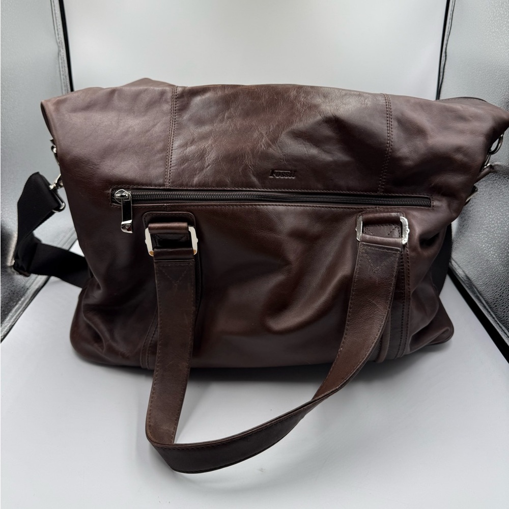 Fossil Large Leather Duffel Travel Bag Weekender with Adjustable Strap